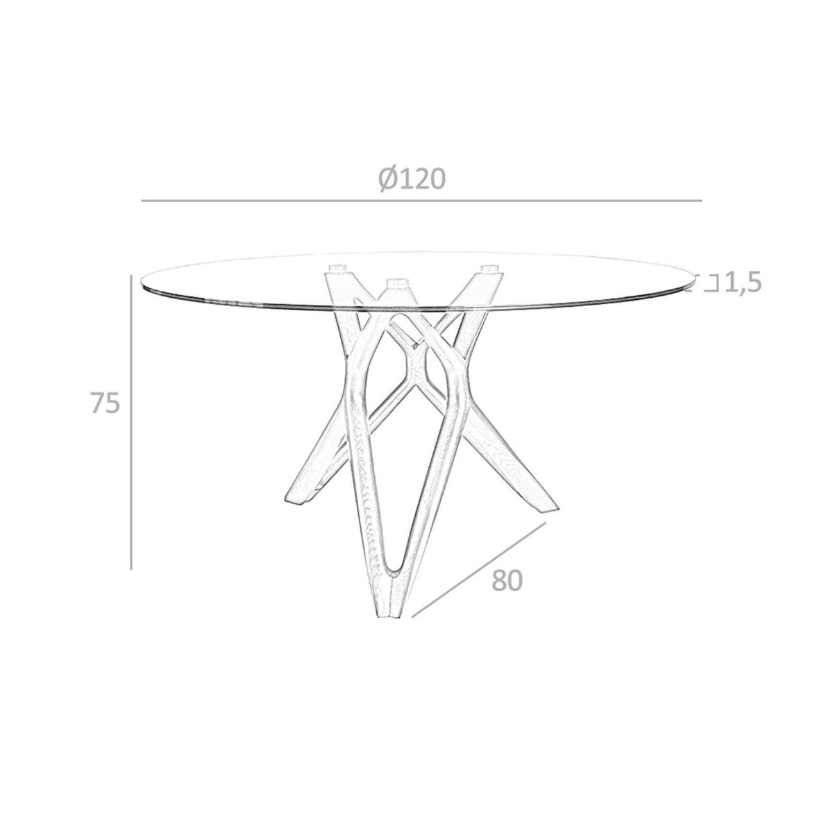 ESSTISCH Esstisch runde gehärtetes Glas aus walnussfarbenes Holz Ø120/75 cm - Transparent/Walnussfarben, Holz (120/120/75cm) - ANGEL CERDA