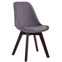 STUHL Samt dunkelgrau - Dunkelgrau/Walnussfarben, Holz/Textil (48/84/55cm) - CLP