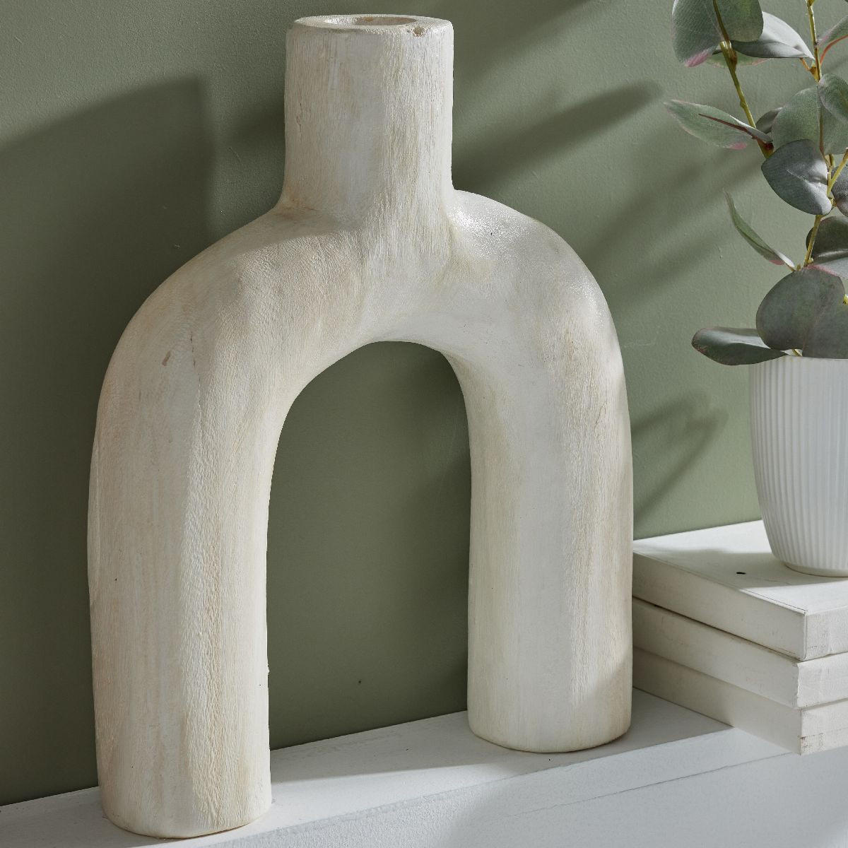 HOLZVASE Matisse 28,5/35,5 cm - Weiß, Holz (36cm)