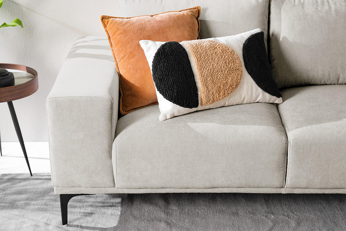 ECKSOFA - Sandfarben/Schwarz, Textil/Metall (244/150cm) - home24