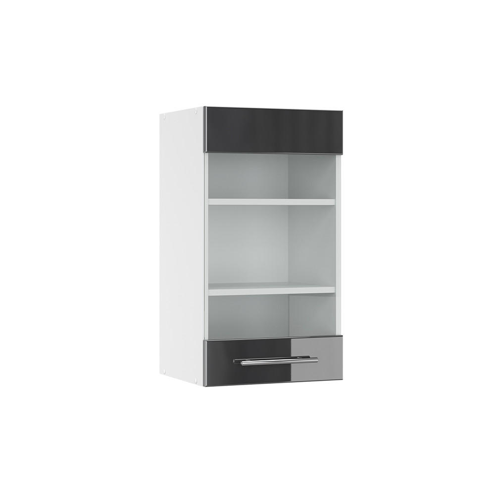 KÖKSGLASSKÅP Fame-Line Antracit högblank 40 cm Svart högglans, Vit 72/40/34.1 cm