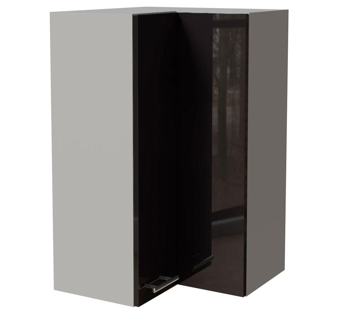 ECKHÄNGESCHRANK Essen W14/60 Schwarz Hochglanz / Grau Matt 60 / 60 / 96cm - Schwarz Hochglanz/Schwarz, Holz/Holzwerkstoff (60/96/60cm) - Feldmann-Wohnen