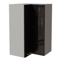 ECKHÄNGESCHRANK Essen W14/60 Schwarz Hochglanz / Grau Matt 60 / 60 / 96cm - Schwarz Hochglanz/Schwarz, Holz/Holzwerkstoff (60/96/60cm) - Feldmann-Wohnen