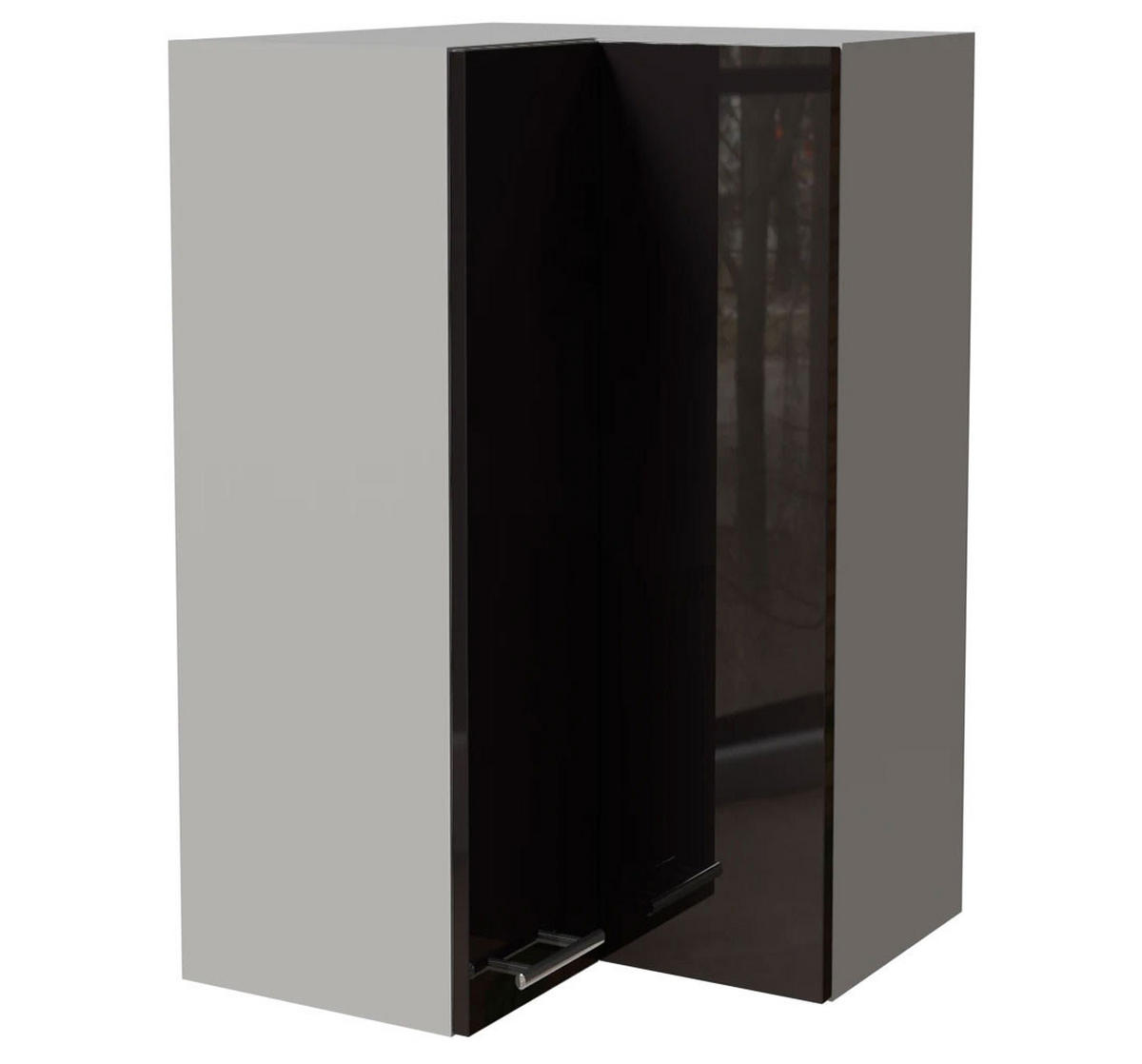 ECKHÄNGESCHRANK Essen W14/60 Schwarz Hochglanz / Grau Matt 60 / 60 / 96cm - Schwarz Hochglanz/Schwarz, Holz/Holzwerkstoff (60/96/60cm) - Feldmann-Wohnen