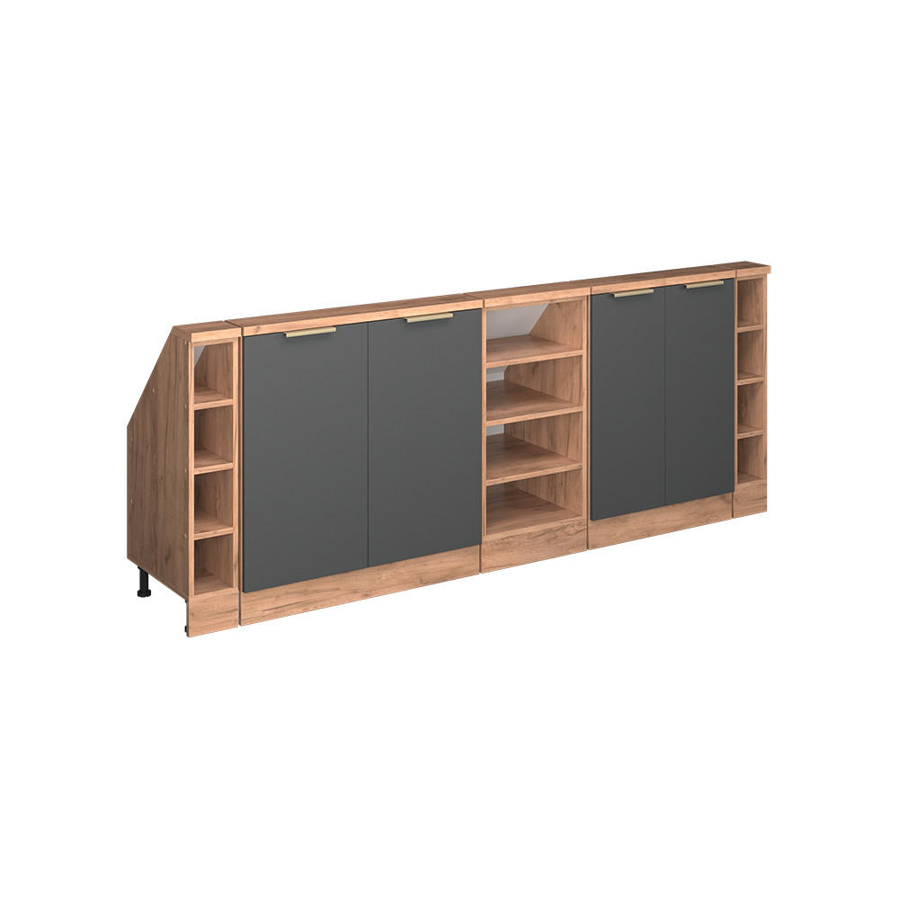 ŠATNÍ SESTAVA PRO ŠIKMÉ STŘECHY Rion Antracitově zlatý - antracitová, kompozitní dřevo (210/81.6/46cm) - Vicco