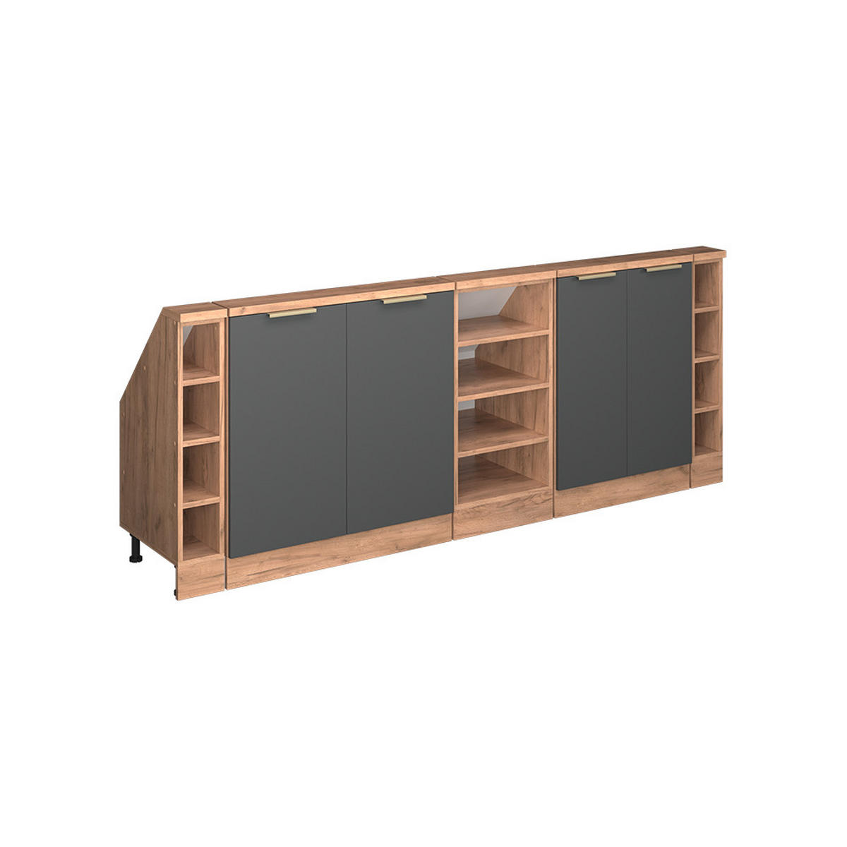 ŠATNÍ SESTAVA PRO ŠIKMÉ STŘECHY Rion Antracitově zlatý - antracitová, kompozitní dřevo (210/81.6/46cm) - Vicco