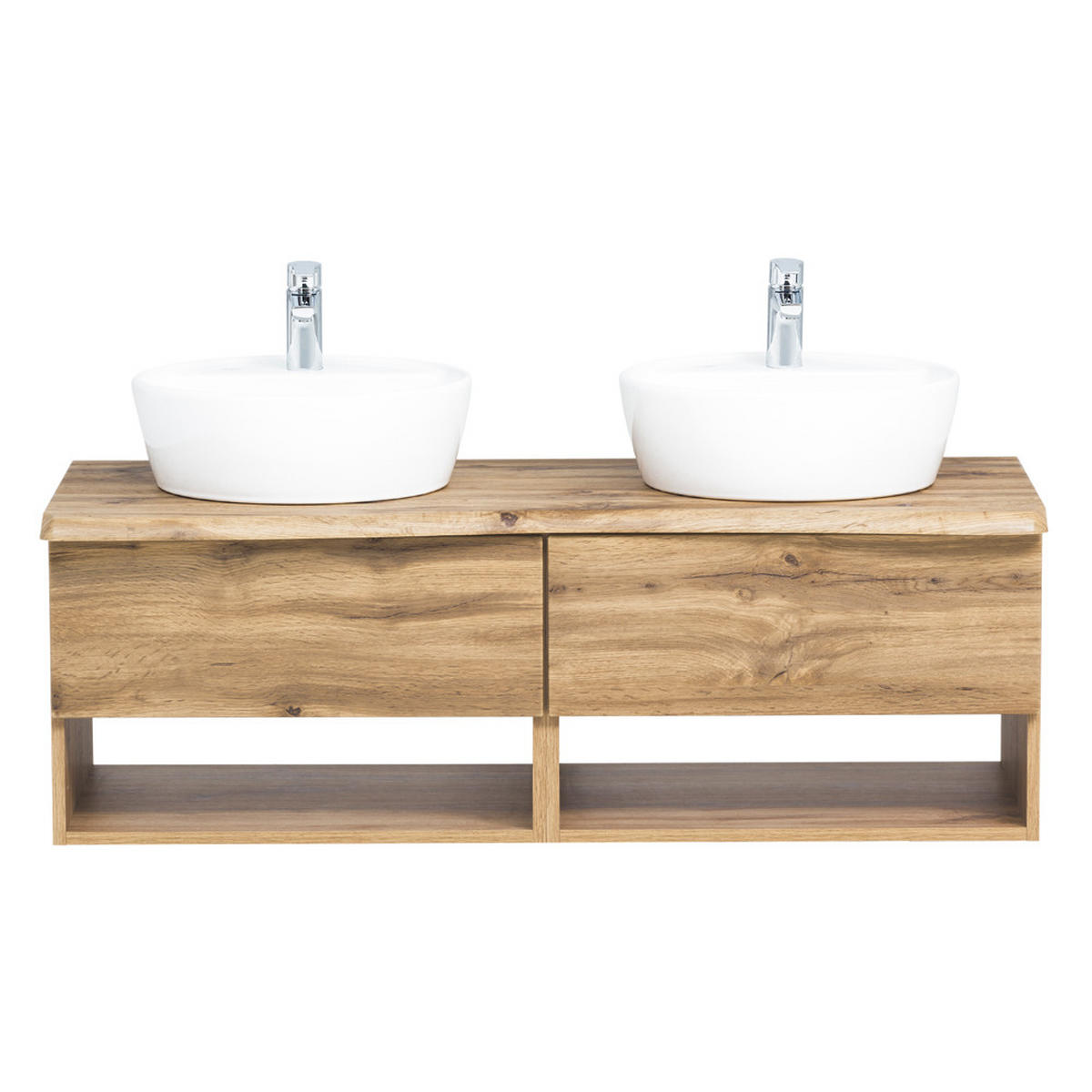 DOPPELWASCHTISCH Kahla-03 - Braun, Holzwerkstoff (121/55/52cm) - Lomado