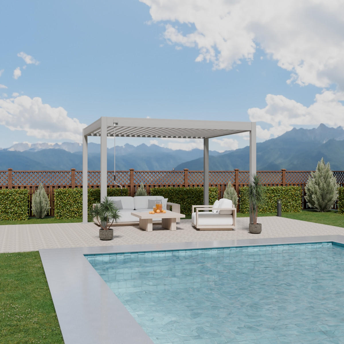 PERGOLA Trumpf Alu-Stahl Lamellendach 3 x 3,6 M sand freistehend - Sandfarben, Metall (3000/255/3600cm) - PergoLine