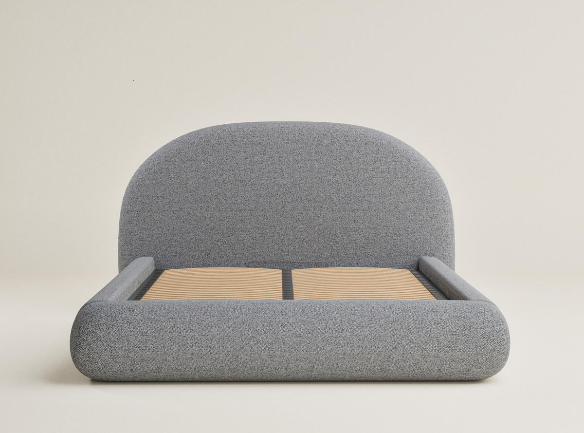 POLSTERBETT Maumere Grau 180/200 cm im Webstoff - Schwarz/Naturfarben, Holz/Holzwerkstoff (180/200cm) - Maison de Reve