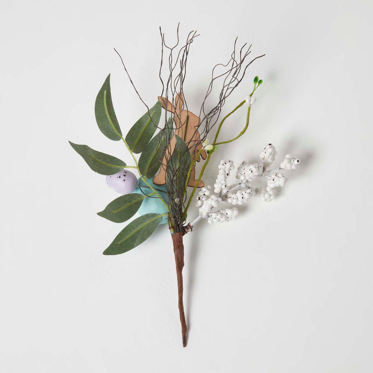 OSTERDEKO Zweig mit Eiern & Hase, 24 cm - Multicolor, Kunststoff (14/24/24cm) - Homescapes