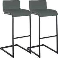 BARHOCKER 2 Lederlook Dunkelgrau - Dunkelgrau/Schwarz, Textil/Metall (40/96/50cm) - CLP