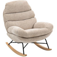 SCHWINGSTUHL in Cremeweiß 80/103/91 cm mit Polsterung und Holzkufen - Creme, Kunststoff (80/91/103cm) - BEAOK