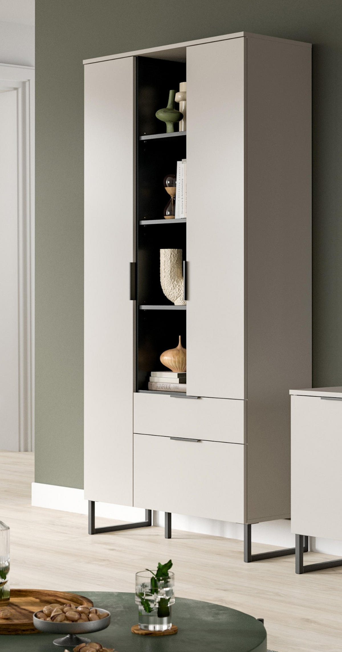 STAURAUMSCHRANK Kaschmir, schwarz 90 x 192 cm, Mehrzweckschrank mit Soft-Close - Kaschmir/Schwarz, Holzwerkstoff/Kunststoff (90/192/37cm) - Inn.Furn