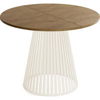 ESSTISCH Naro rund ausziehbar mit Lamellen-Metallgestell in Beige Kaschmir, Braun 100-180/100/76 cm - Kaschmir/Alteiche, Holzwerkstoff/Metall (100/100/76cm) - WFL GROUP