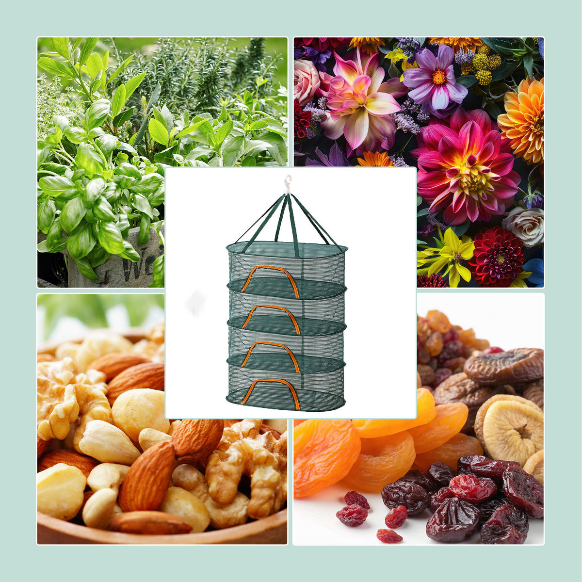 TROCKENNETZ - Dunkelgrün, Kunststoff/Textil (60/118/40cm) - Relaxdays