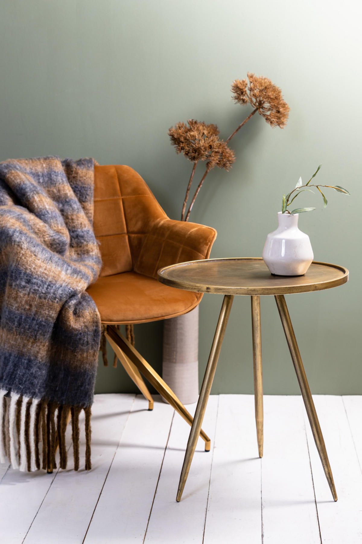 BEISTELLTISCH Envira Gold Ø51/60 cm - Goldfarben, Metall (51/51/60cm) - Light & Living