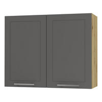 KÜCHENHÄNGESCHRANK Kvantum W3/90 Graphit Matt / Eiche Artisan Matt 90 / 32,5 / 72cm - Graphitfarben/Eiche Artisan, Holz/Holzwerkstoff (90/72/32.5cm) - Feldmann-Wohnen
