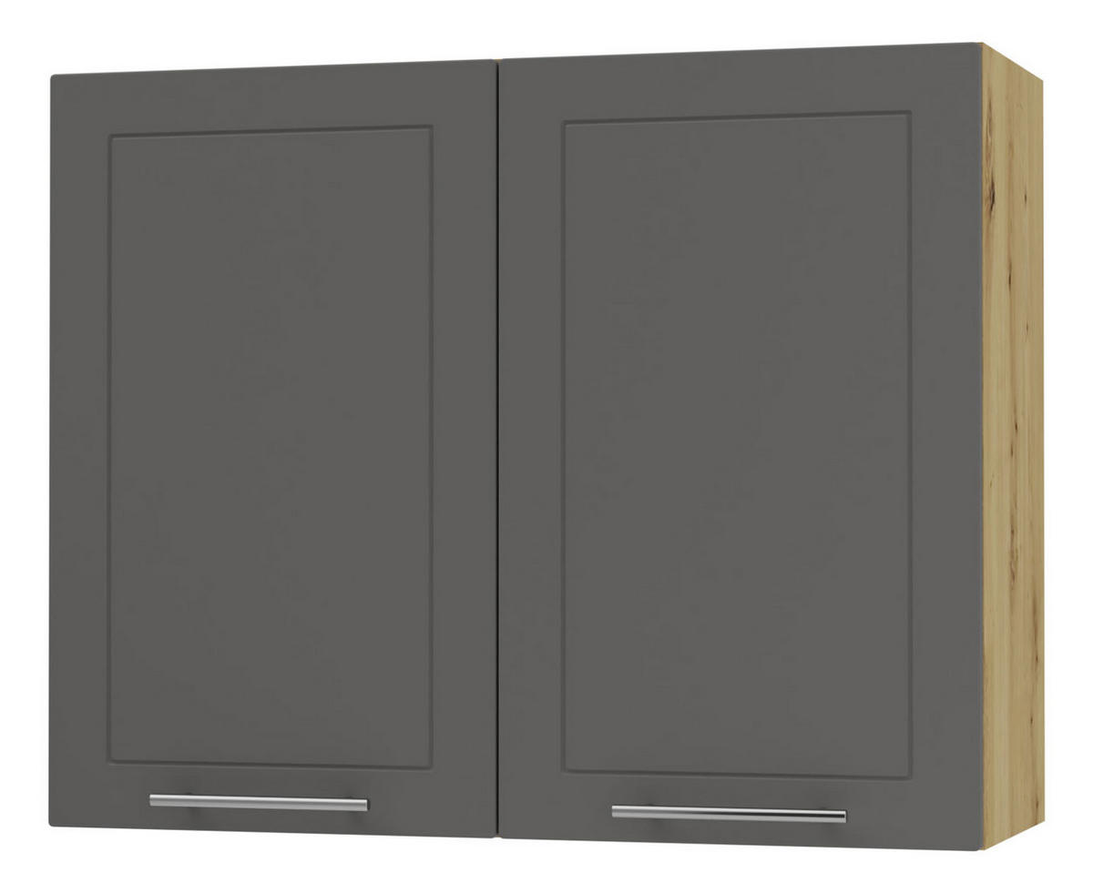 KÜCHENHÄNGESCHRANK Kvantum W3/90 Graphit Matt / Eiche Artisan Matt 90 / 32,5 / 72cm - Graphitfarben/Eiche Artisan, Holz/Holzwerkstoff (90/72/32.5cm) - Feldmann-Wohnen