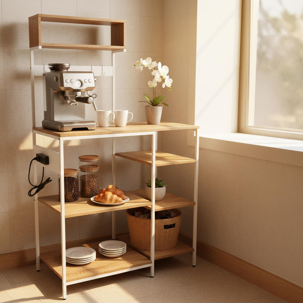 KUCHYNSKÁ pol. - viacfarebná, kov/kompozitné drevo (40/151/82cm) - Relaxdays