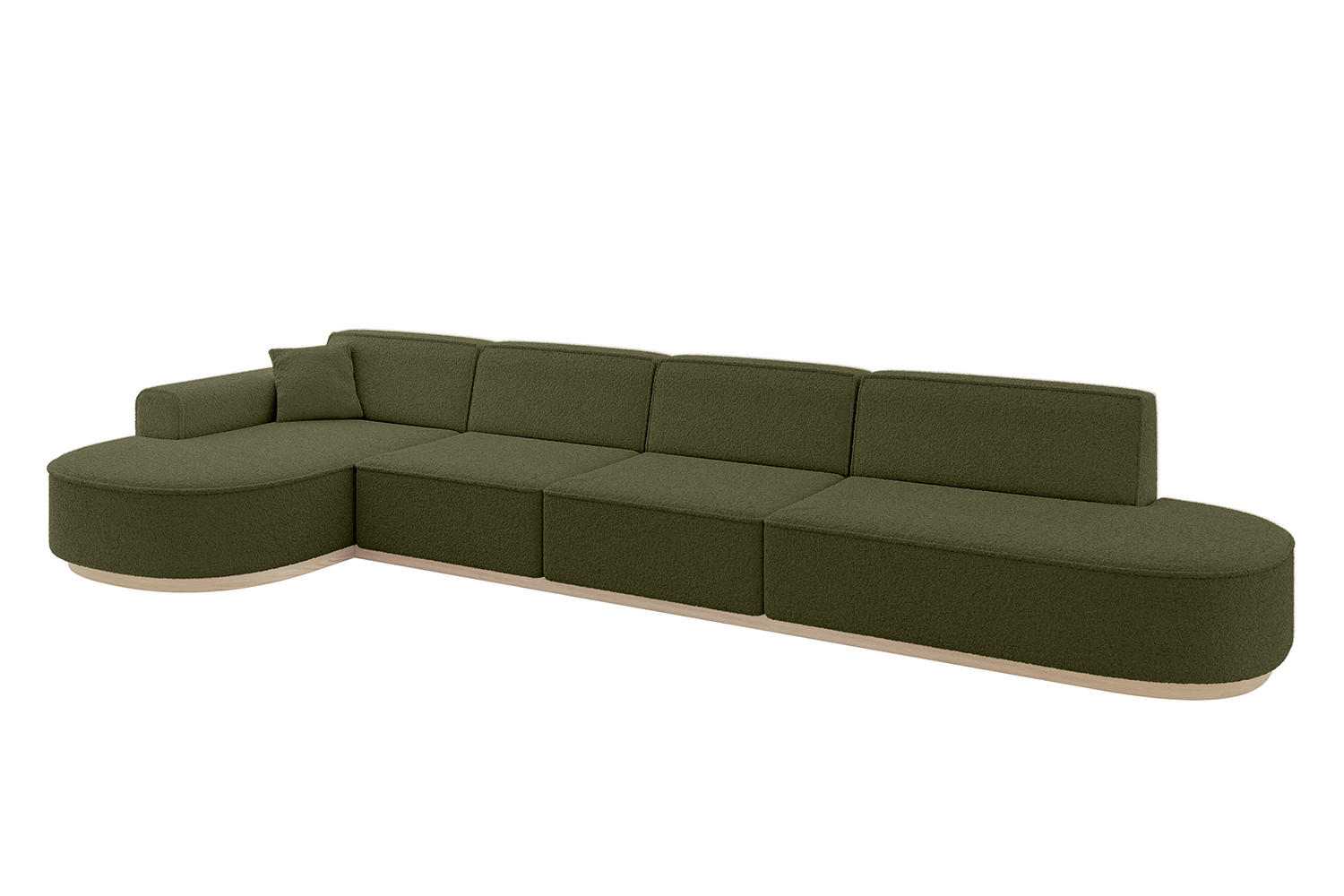 ECKSOFA Ottomane Links MARI-L3-v1 - 413x171x83 cm Grün Bouclé - Grün, Holzwerkstoff/Textil (413/171cm) - ALTDECOR