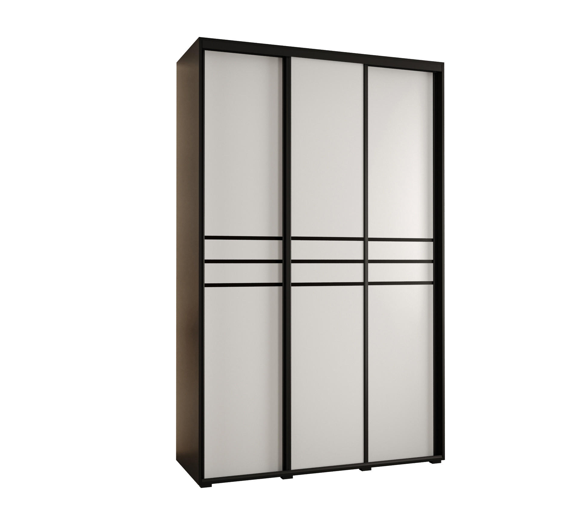 Abiks Möbel Schwebetürenschrank Schwarz, Weiß, Schwarz 150x235x45 cm