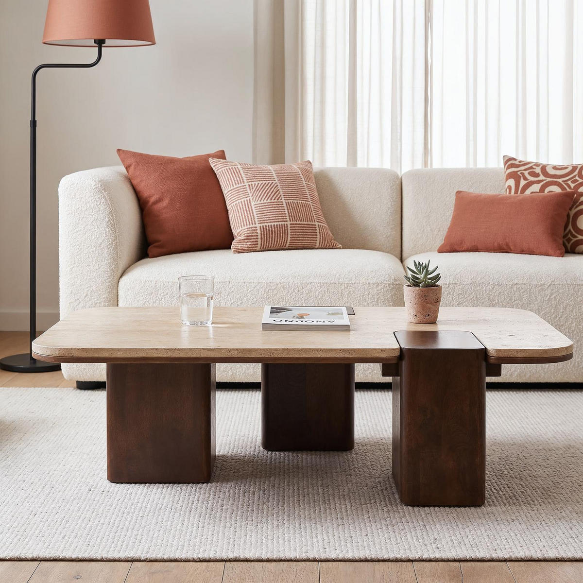 COUCHTISCH SURAT braun/beige - Beige/Braun, Naturmaterialien/Holz (60/100/27cm) - IDIMEX