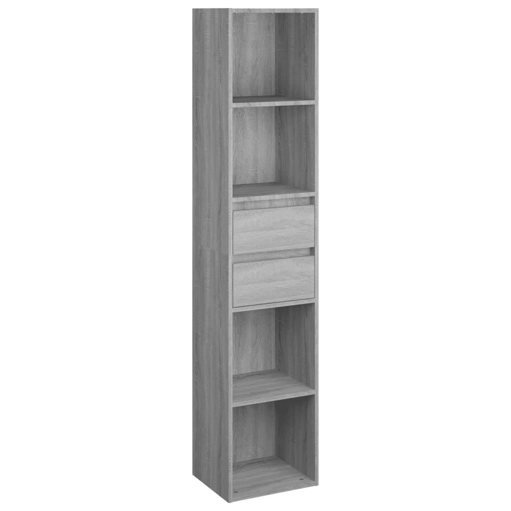 BÜCHERREGAL mit 4 Fächern, 2 Schubladen 36/30/171 cm aus Holzwerkstoff Grau Sonoma Dekor - Grau, Holz (36/171/30cm) - vidaXL