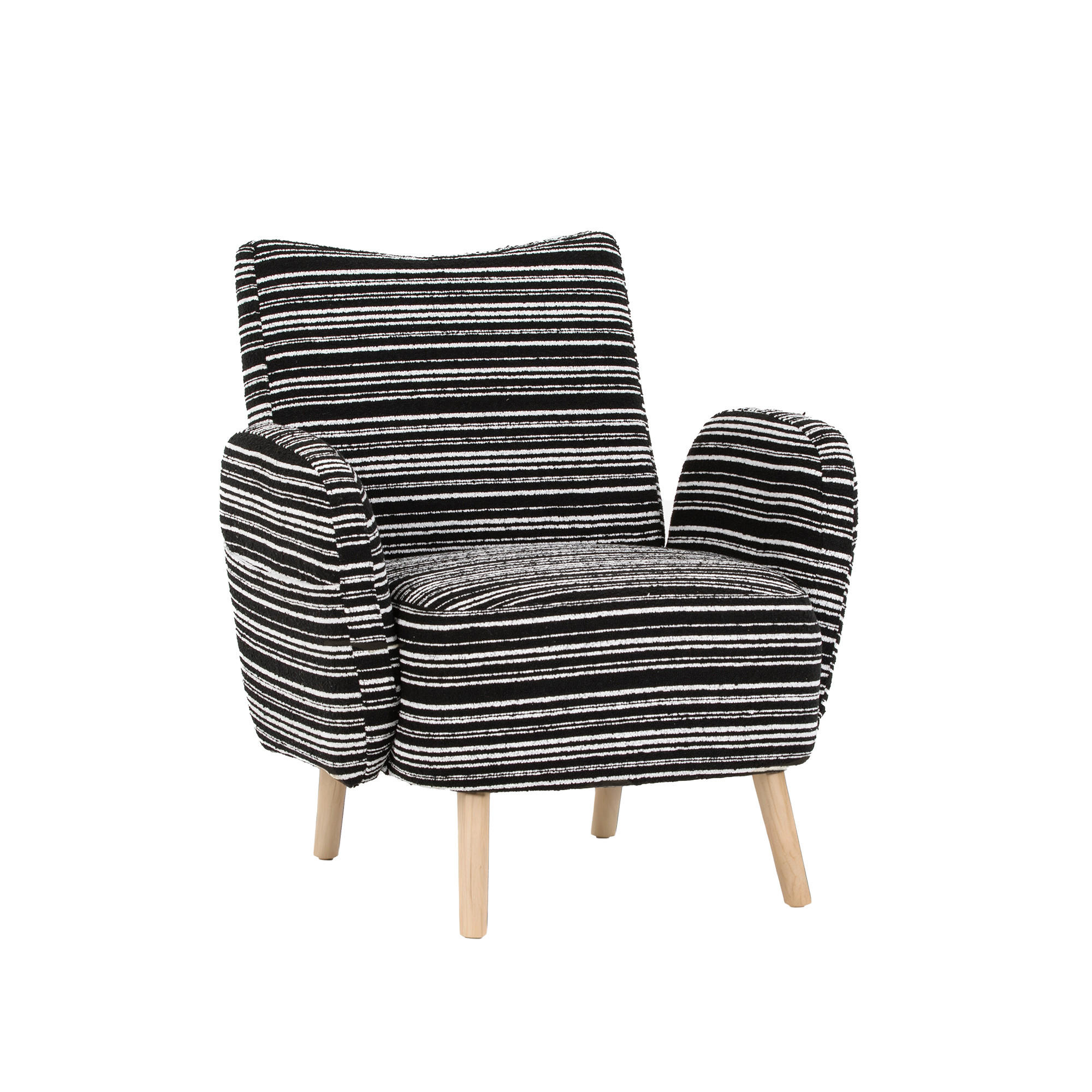 SESSEL Bouclé Schwarz mit Seitentasche - Schwarz, Holzwerkstoff/Textil (77/87/81cm) - WISHDOR