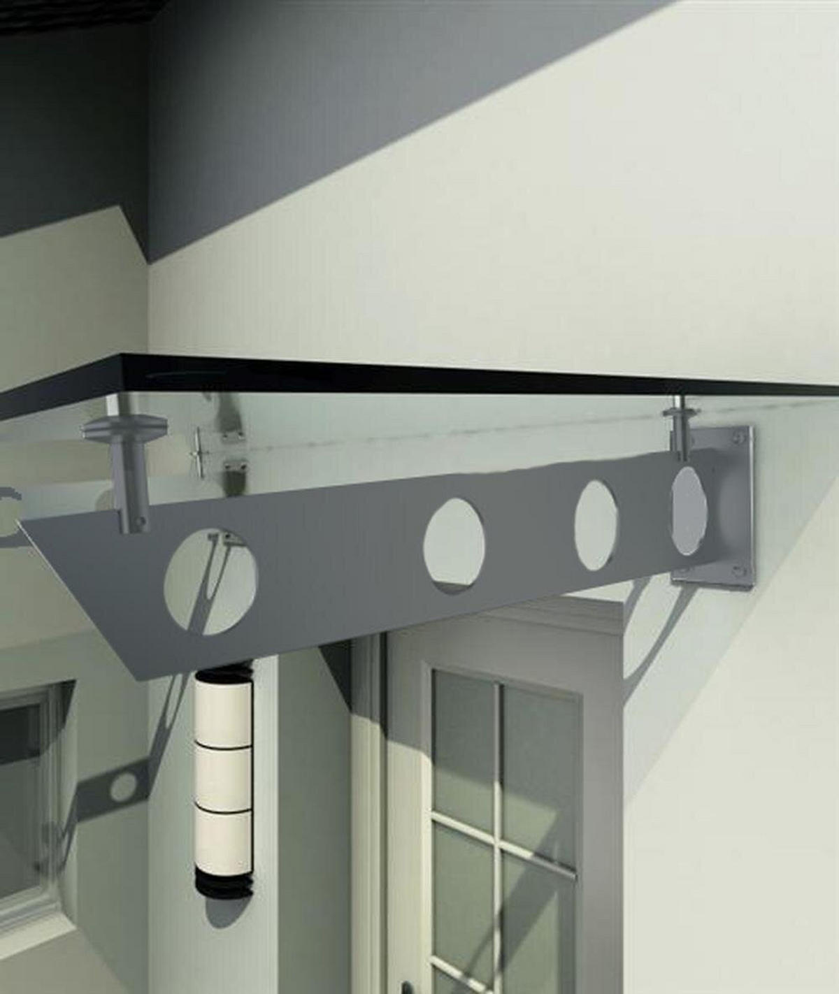 GLASVORDACH 250x90 cm Sicherheitsglas Edelstahl Satiniert S-RAL7016 - Weiß, Glas (250/1.31/90cm) -  Glaswerk Westfalen
