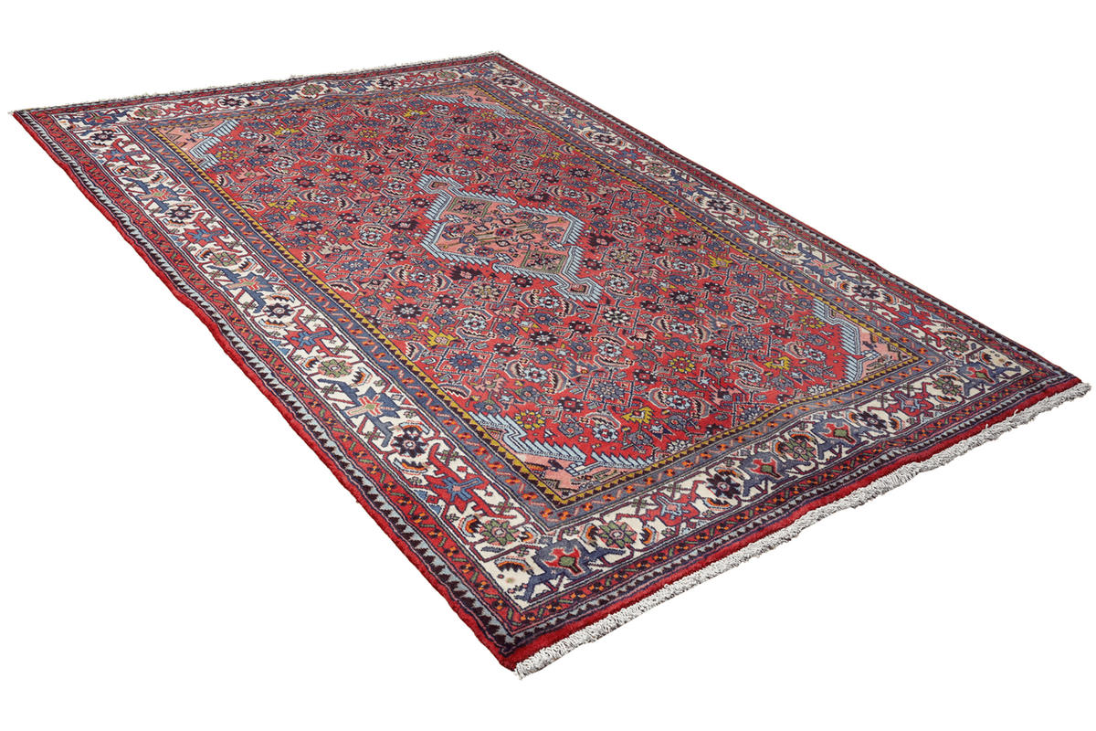 ORIENTTEPPICH handgeknüpft Assadabad Rot 207/133 cm Schurwolle - Rot, Textil (133/207cm) - Looma