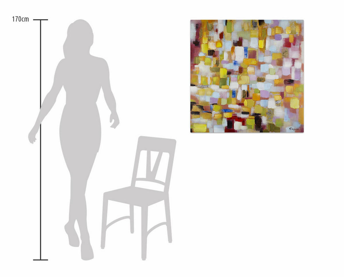 ACRYLBILD HANDGEMALT 80/80 cm - Gelb, Holz/Textil (80/80cm) - KUNSTLOFT