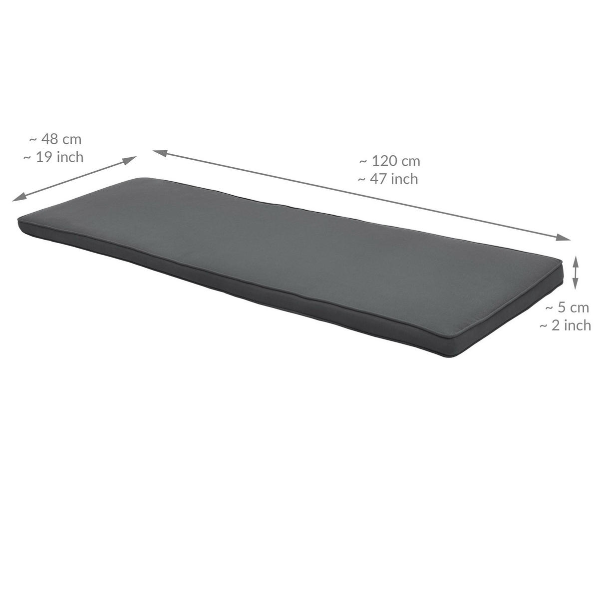 BANKAUFLAGE Loft BK 120/48/5 cm Graphitgrau - Grau, Textil (48/5/120cm) - Beautissu 