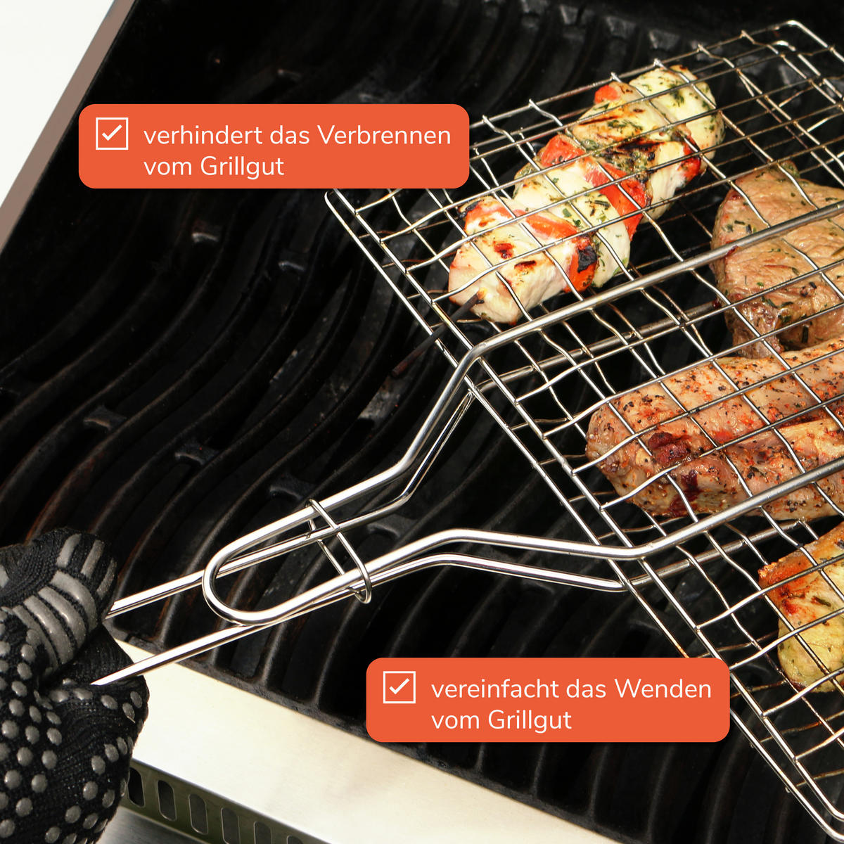 GRILLGUTWENDER, silber, Edelstahl - Edelstahlfarben, Metall (34/4/56.3cm) - bremermann