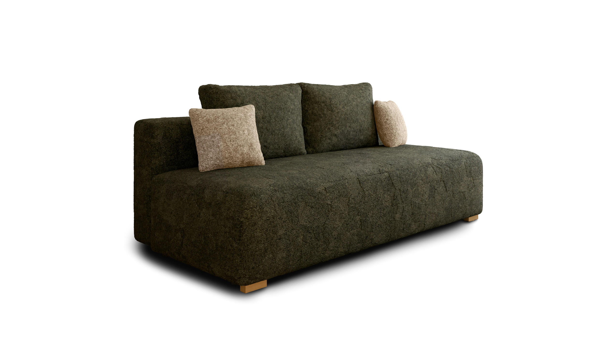 SCHLAFSOFA - Polstersofa aus Bouclé - Grün (Arena 12 + Arena 2 Kissen) - Beige/Grün, Holzwerkstoff (200/90/100cm) - Möblo