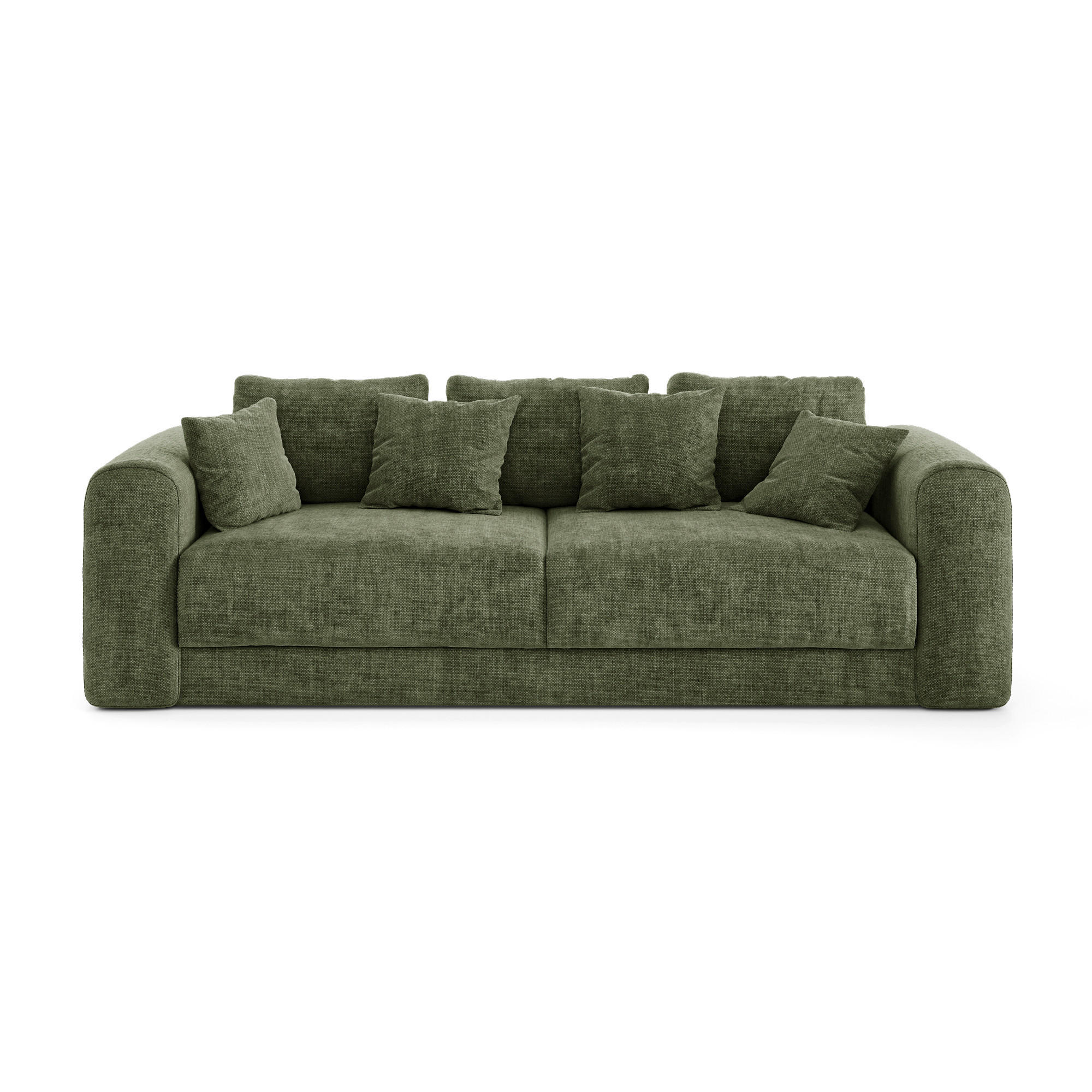 SCHLAFSOFA mit Stauraum in Nussbaum RIO Köpergewebe Vintage-Grün 250cm - Dunkelgrün/Grün, Textil (250/90/95cm) - Sia Home