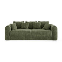 SCHLAFSOFA mit Stauraum in Nussbaum RIO Köpergewebe Vintage-Grün 250cm - Dunkelgrün/Grün, Textil (250/90/95cm) - Sia Home