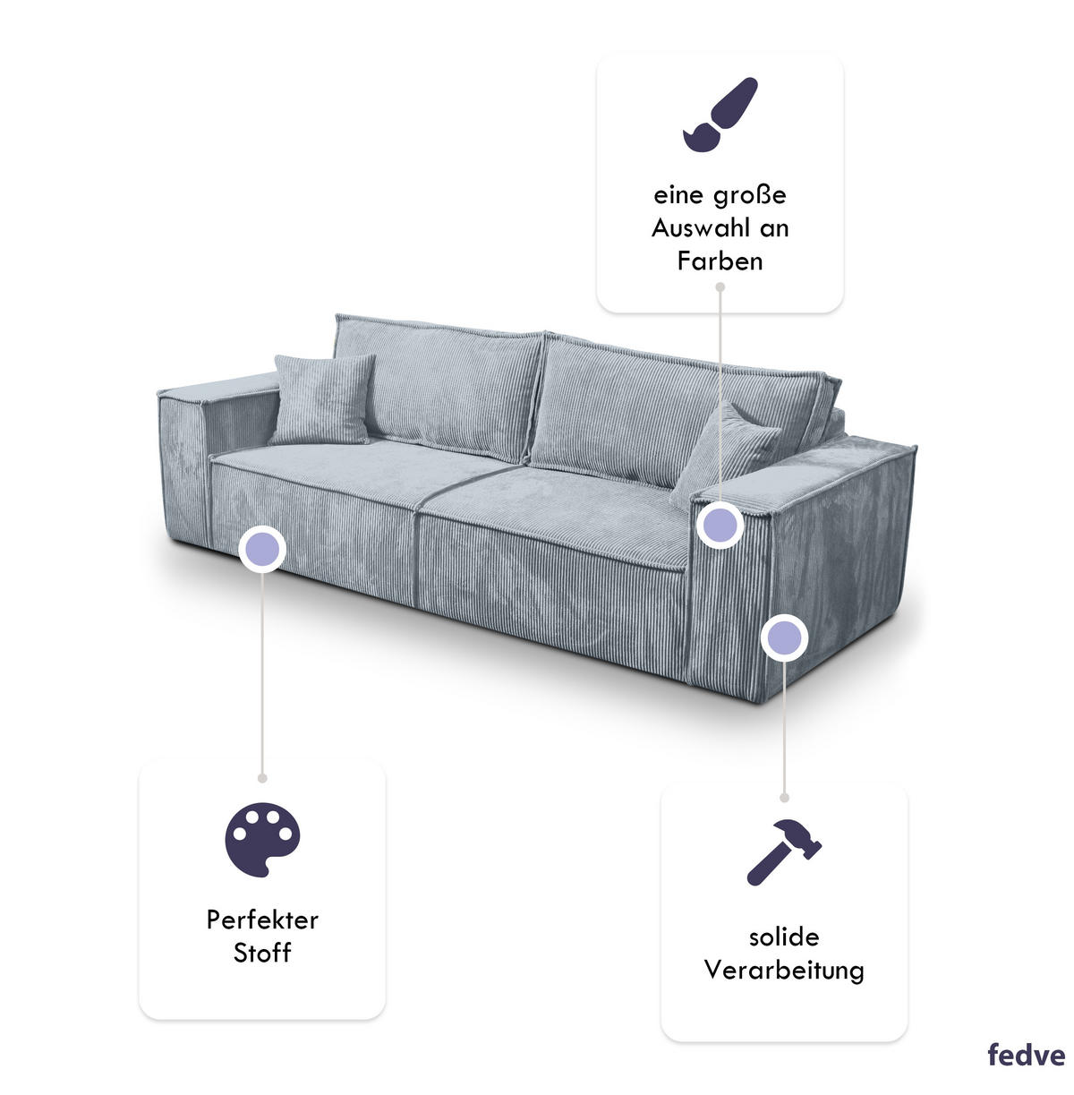 SCHLAFSOFA Sekwana Hellgrau (Poso 55) - Hellgrau, Textil (255/85/105cm) - Fedve