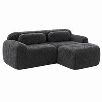 SOFA modular 2-Sitzer L-Form Plüsch Grau - Grau, Kunststoff (179/204cm) - Meubliv