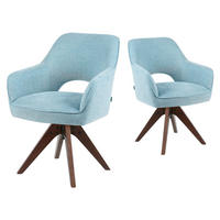 DREHSTUHL Mika-Lena 2er-Set - Nussbaumfarben/Hellblau, Eichenholz/Holz (60/87/65cm) - DUBI Möbel