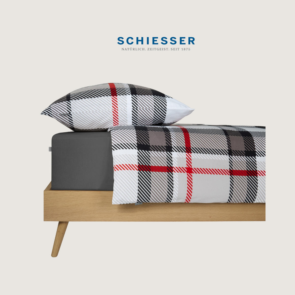 BETTWÄSCHESET Talisa - Feinbiber - 2-teilig - 155 x 220 cm - Grau - Grau, Textil (155/220cm) - SCHIESSER