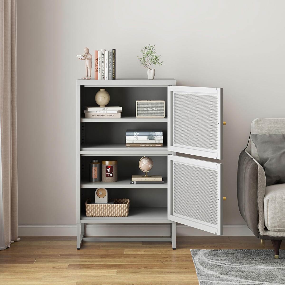 BÜROSCHRANK Sund - Grau, Metall (60/101.5/40cm) - [en.casa]