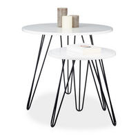 2XBEISTELLTISCH - Weiß, Holzwerkstoff/Metall (60/60/52cm) - Relaxdays