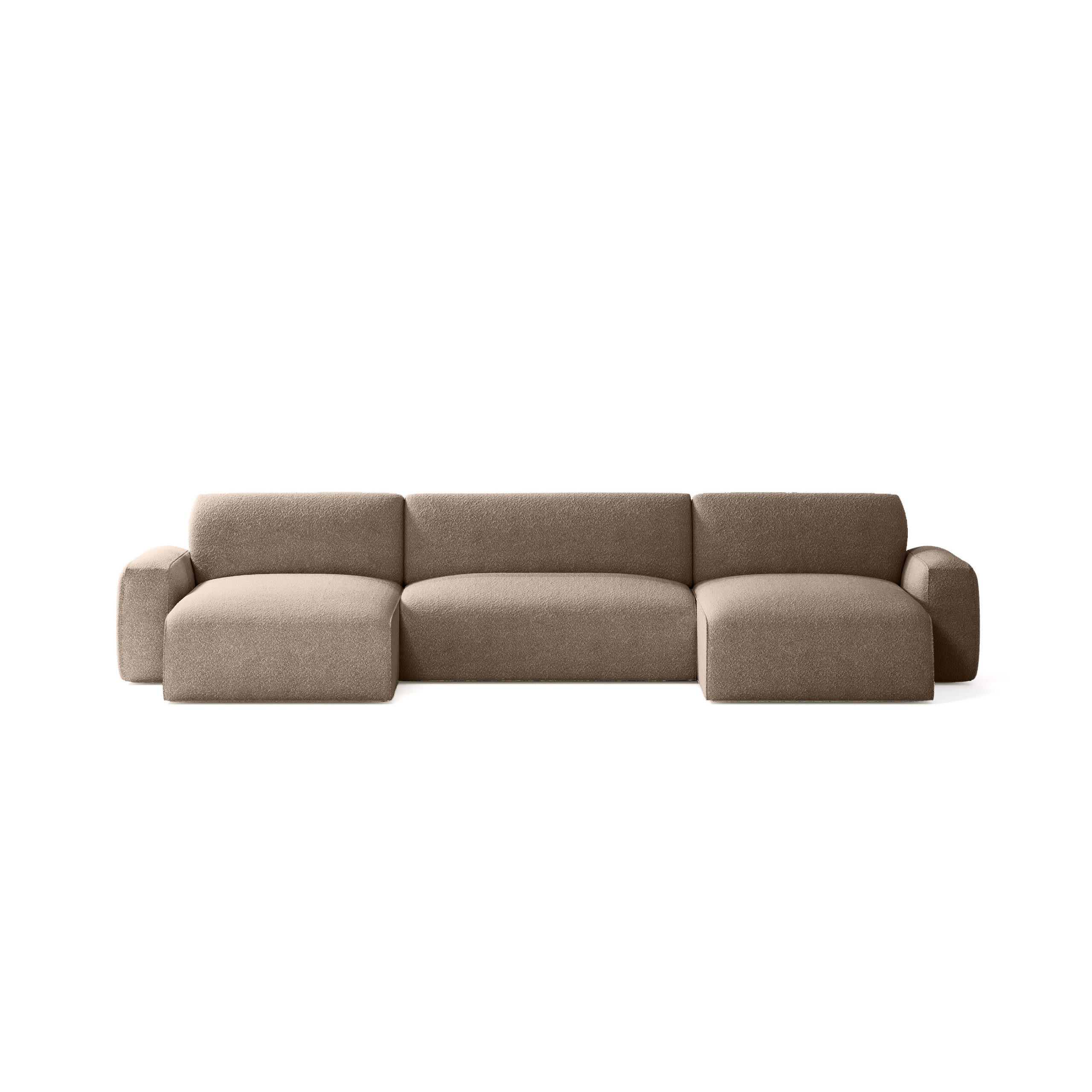 WOHNLANDSCHAFT aus Bouclé-Stoff Witsum U 8 Sitzer, Braun - Braun, Textil (185/70/398cm) - Meblito