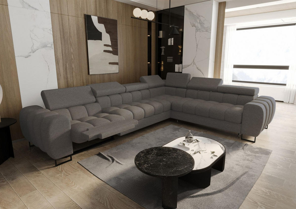 ECKSOFA Bastien Relax - Dunkelgrau, Holzwerkstoff/Textil (330/260cm) - Fun Möbel