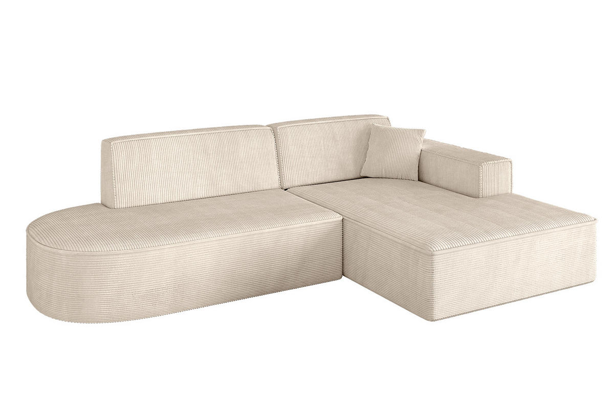 ECKSOFA Ottomane Rechts IREA-L1-v4 - 234x171x79 cm Beige - Champagner/Beige, Holzwerkstoff/Textil (171/234cm) - ALTDECOR