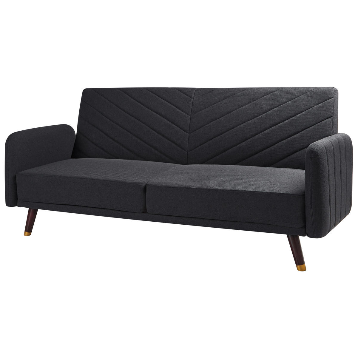 ROZKLÁDACÍ POHOVKA 3-místná Umělý len Černá Senja - černá, textil (198/87/95cm) - Beliani