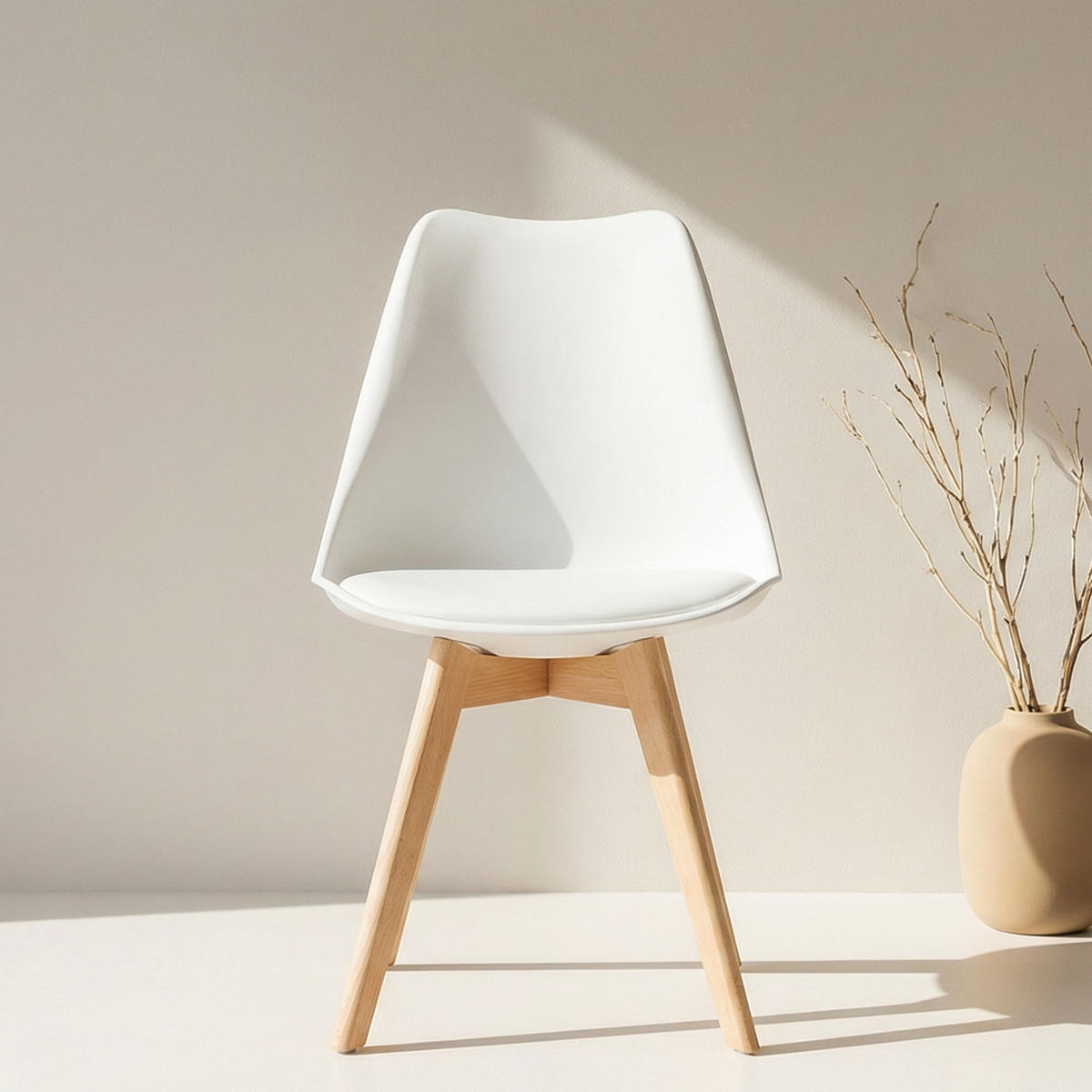 KÜCHENSTUHL 4er-Set Kunststoff Weiß - Weiß, Holz (46/80/45cm) - Homestyle4u