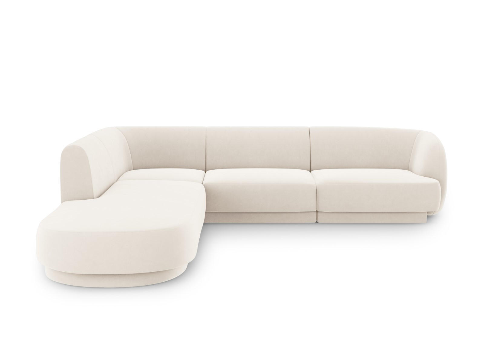 ECKSOFA links Miley aus Samt leichtes beige 6 Sitzplätze - Beige, Textil (248/255cm) - Micadoni