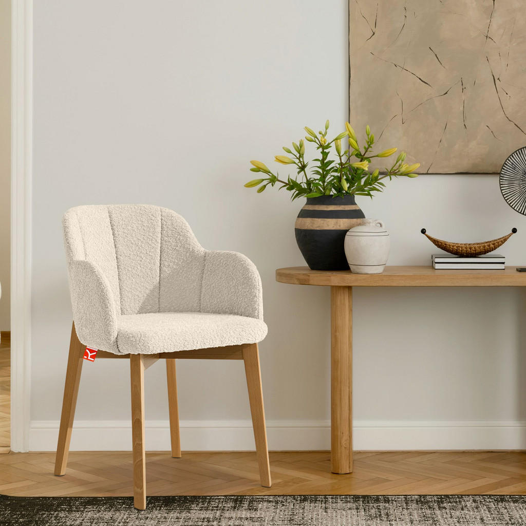 Thumbnail - Konsimo® Polsterstuhl, Beige, Textil, 55x82x54 cm, Esszimmer, Stühle, Esszimmerstühle, Armlehnenstühle
