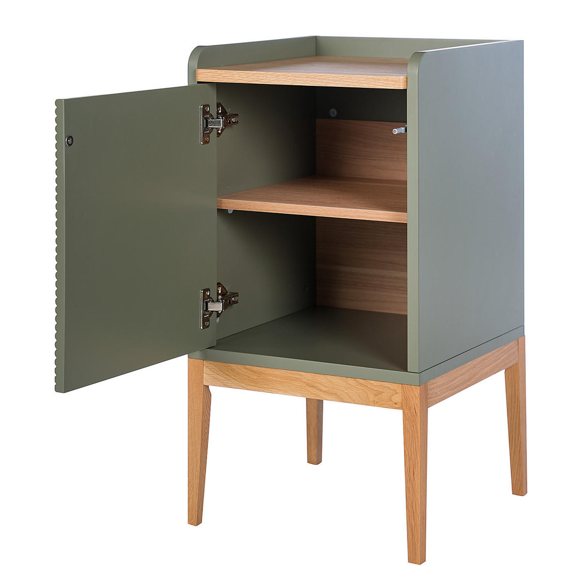 NACHTKOMMODE - Massivholz / MDF - Eichefarben/Grün, Holz/Holzwerkstoff (40/75/40cm) - home24